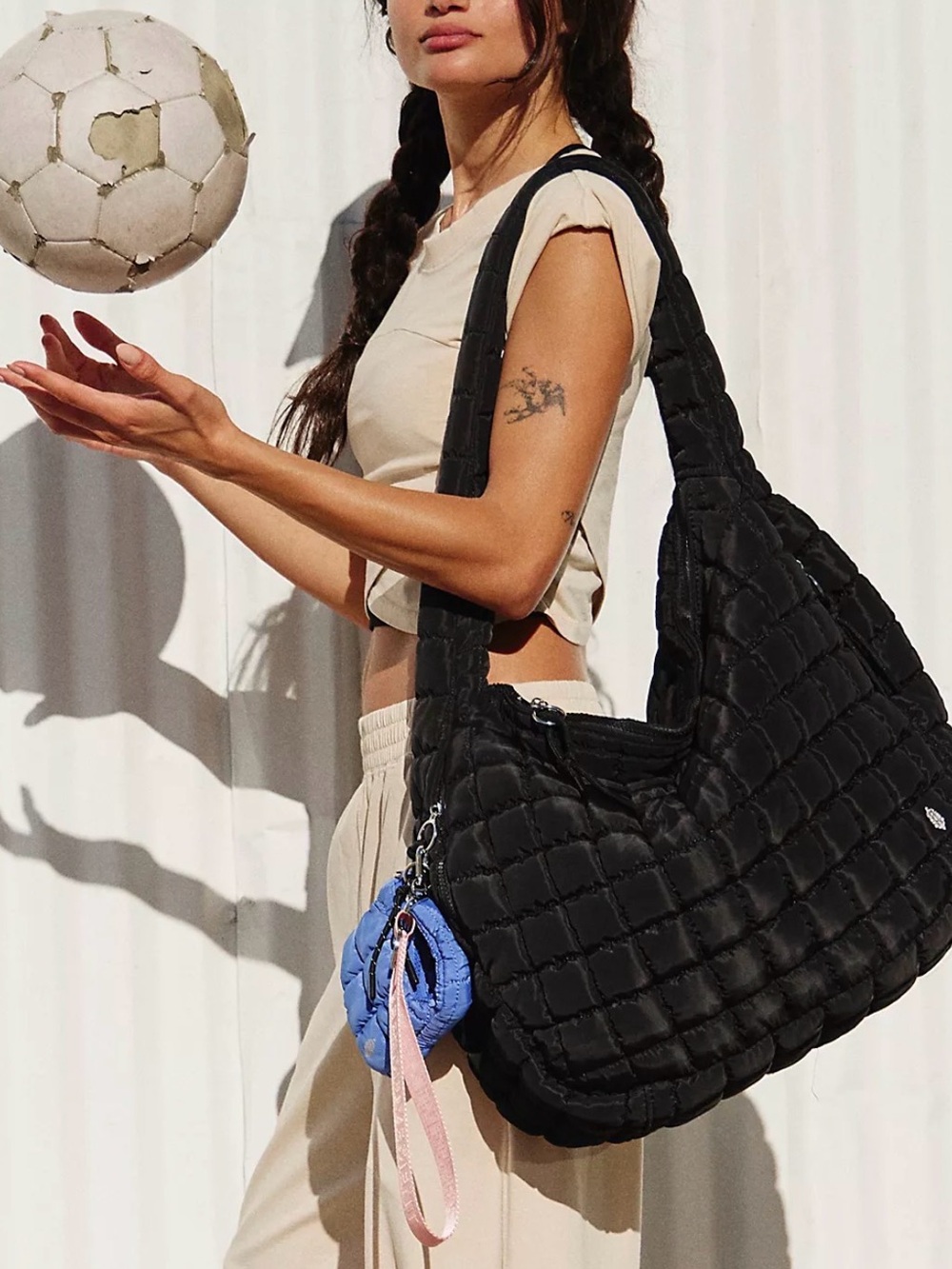 Free People Quilted Black Bag- Lightweight Everyday Tote